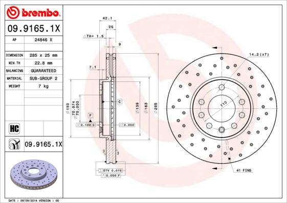 Brembo 09.9165.1X - Brake Disc autospares.lv