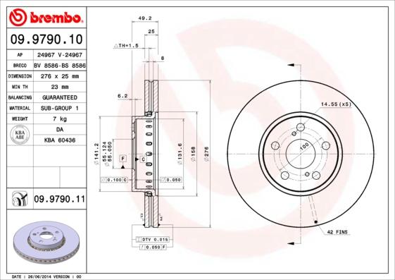 Brembo 09.9790.11 - Brake Disc autospares.lv
