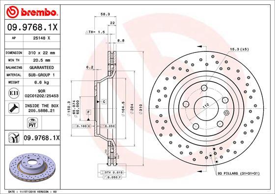 Brembo 09.9768.1X - Brake Disc autospares.lv