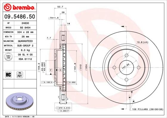 Brembo 09.5486.50 - Brake Disc autospares.lv