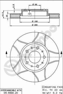 Brembo 09.5568.76 - Brake Disc autospares.lv