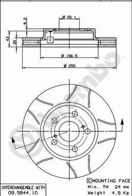 Brembo 09.5844.75 - Brake Disc autospares.lv