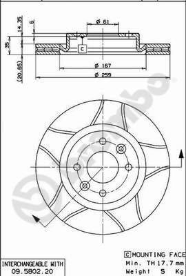 Brembo 09.5802.76 - Brake Disc autospares.lv