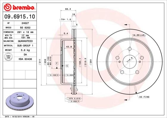 Brembo 09.6915.10 - Brake Disc autospares.lv