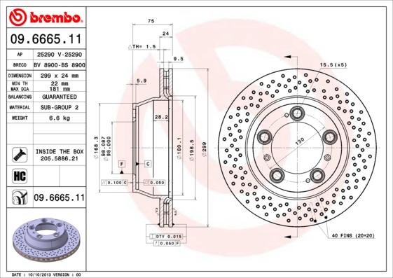 Brembo 09.6665.11 - Brake Disc autospares.lv
