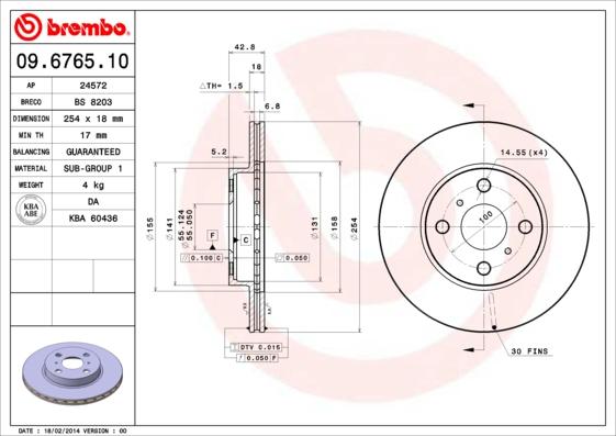 Brembo 09.6765.10 - Brake Disc autospares.lv