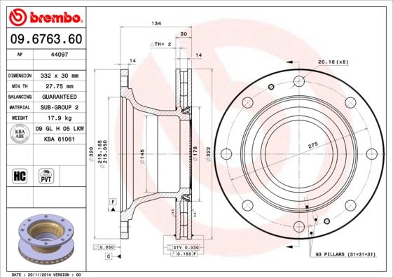 Brembo 09.6763.60 - Brake Disc autospares.lv