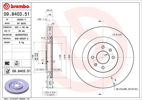 Brembo 09.8403.51 - Brake Disc autospares.lv