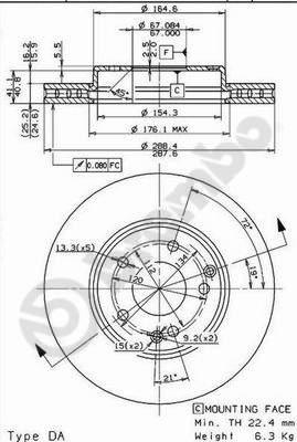 Brembo 09.8411.10 - Brake Disc autospares.lv