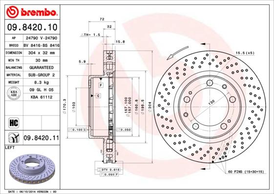 Brembo 09.8420.11 - Brake Disc autospares.lv