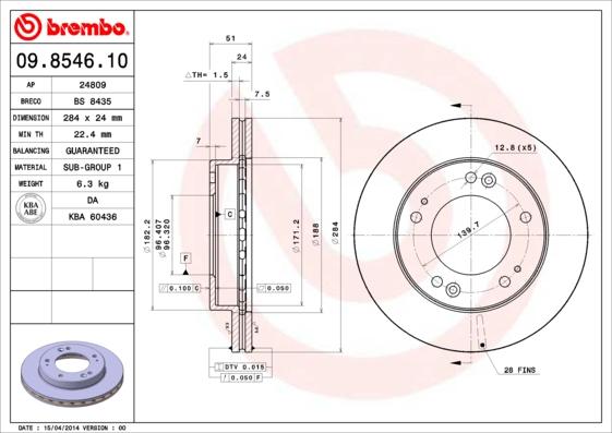 Brembo 09.8546.10 - Brake Disc autospares.lv