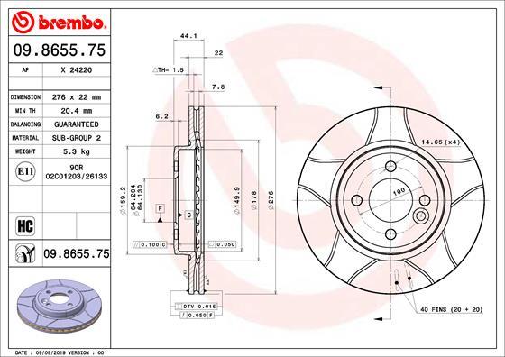 Brembo 09.8655.75 - Brake Disc autospares.lv