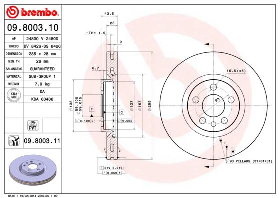 Brembo 09.8003.10 - Brake Disc autospares.lv