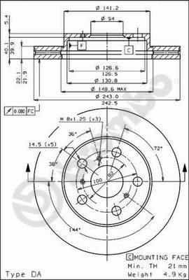 Brembo 09.3022.10 - Brake Disc autospares.lv