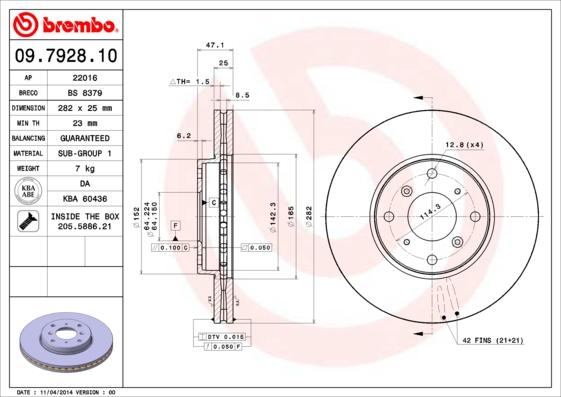 Brembo 09.7928.10 - Brake Disc autospares.lv