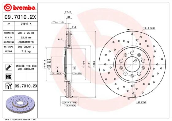 Brembo 09.7010.2X - Brake Disc autospares.lv