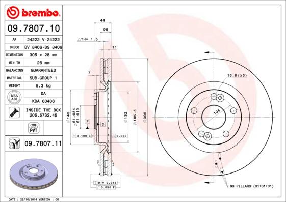 Brembo 09.7807.11 - Brake Disc autospares.lv