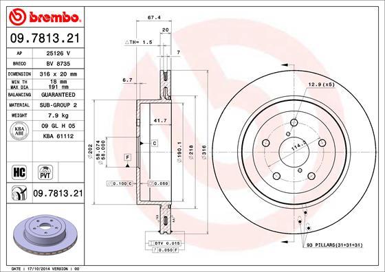 Brembo 09.7813.21 - Brake Disc autospares.lv