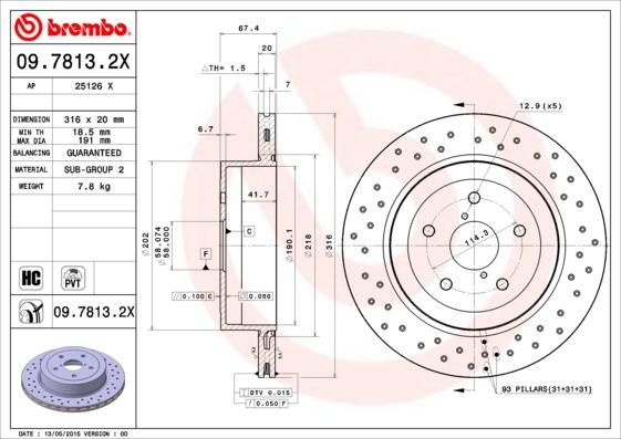 Brembo 09.7813.2X - Brake Disc autospares.lv