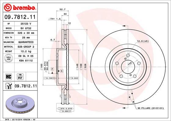 Brembo 09.7812.11 - Brake Disc autospares.lv