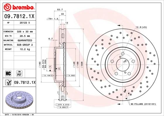 Brembo 09.7812.1X - Brake Disc autospares.lv