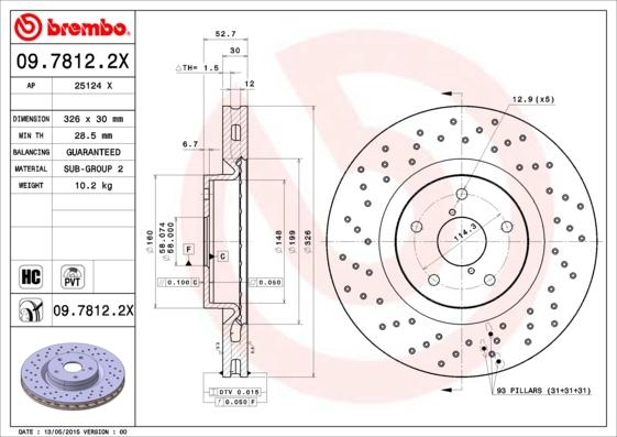 Brembo 09.7812.2X - Brake Disc autospares.lv