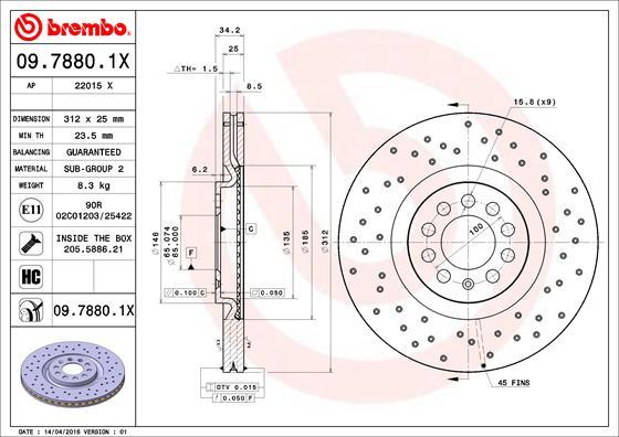 Brembo 09.7880.1X - Brake Disc autospares.lv