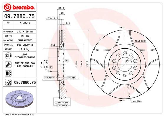 Brembo 09.7880.75 - Brake Disc autospares.lv