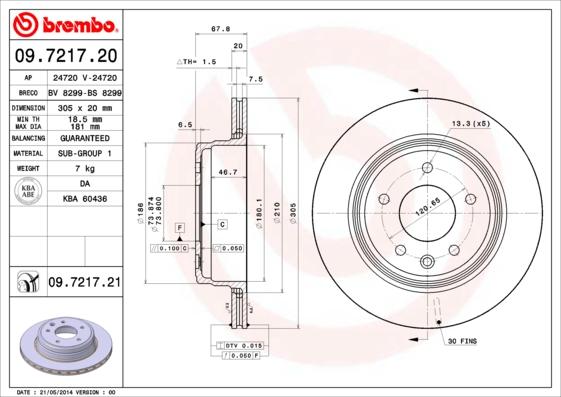 Brembo 09.7217.21 - Brake Disc autospares.lv