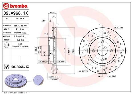 Brembo 09.A968.1X - Brake Disc autospares.lv