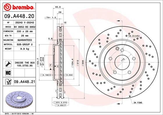 Brembo 09.A448.21 - Brake Disc autospares.lv