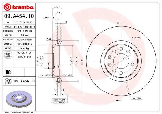 Brembo 09.A454.11 - Brake Disc autospares.lv