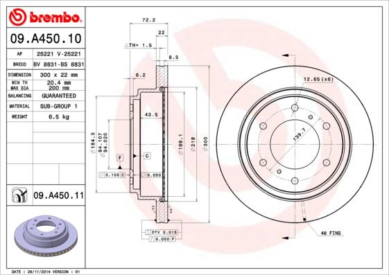 Brembo 09.A450.10 - Brake Disc autospares.lv