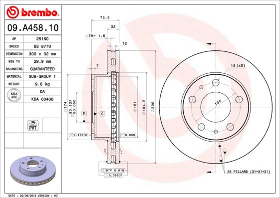 Brembo 09.A458.10 - Brake Disc autospares.lv