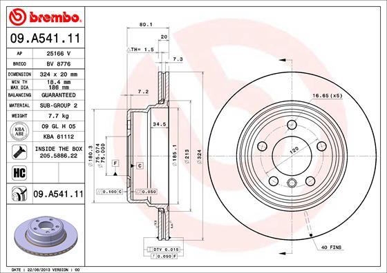 Brembo 09.A541.11 - Brake Disc autospares.lv