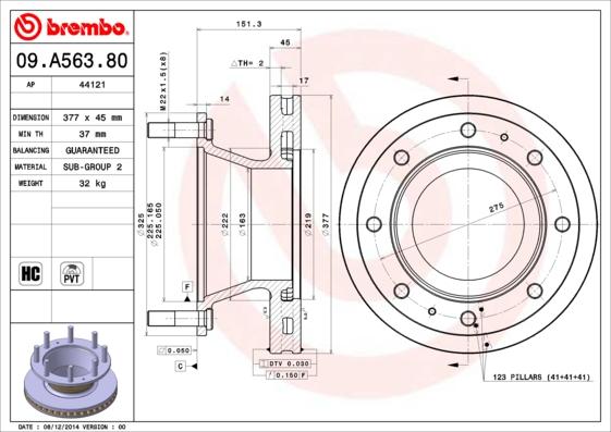 Brembo 09.A563.80 - Brake Disc autospares.lv