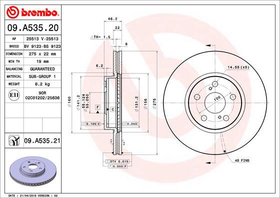 Brembo 09.A535.21 - Brake Disc autospares.lv