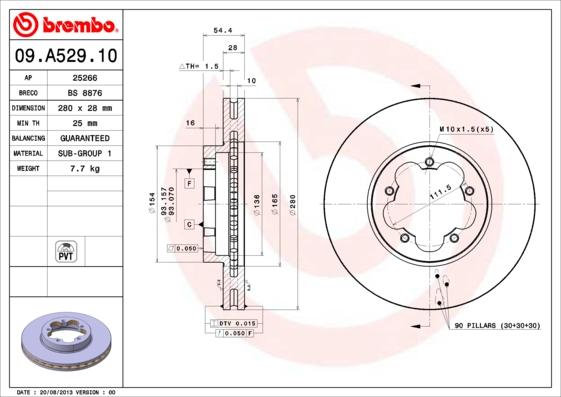 Brembo 09.A529.10 - Brake Disc autospares.lv