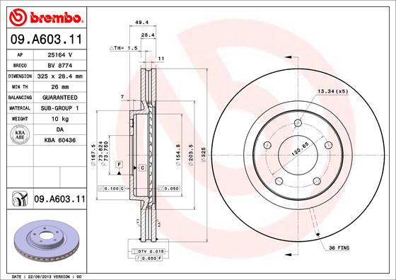 Brembo 09.A603.11 - Brake Disc autospares.lv