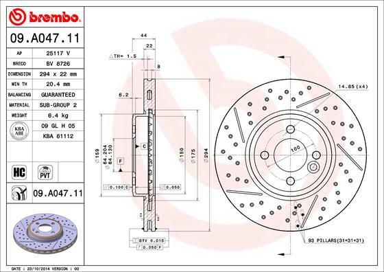 Brembo 09.A047.11 - Brake Disc autospares.lv