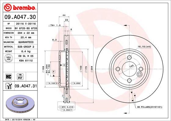 Brembo 09.A047.31 - Brake Disc autospares.lv