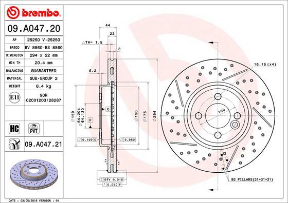 Brembo 09.A047.20 - Brake Disc autospares.lv