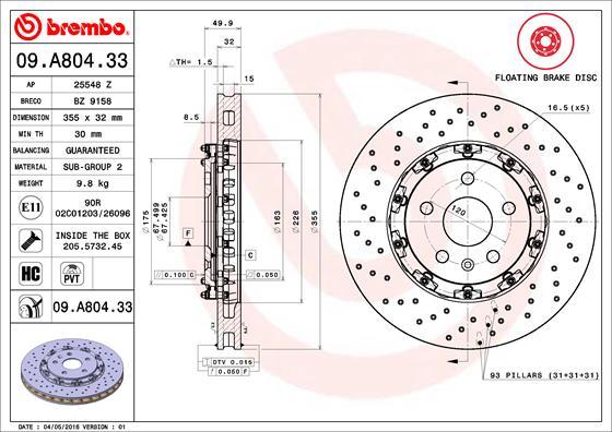 Brembo 09.A804.33 - Brake Disc autospares.lv