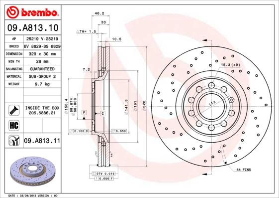 Brembo 09.A813.10 - Brake Disc autospares.lv