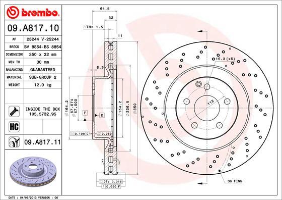 Brembo 09.A817.11 - Brake Disc autospares.lv