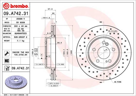 Brembo 09.A742.31 - Brake Disc autospares.lv