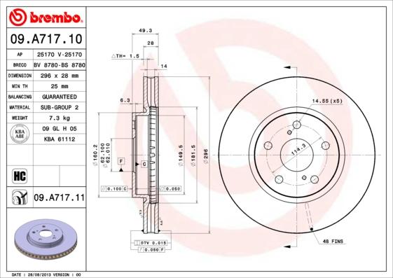 Brembo 09.A717.11 - Brake Disc autospares.lv