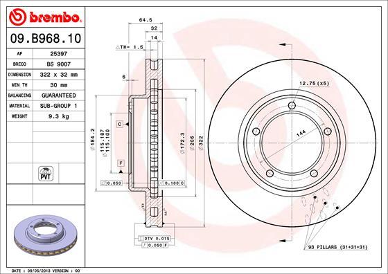 Brembo 09.B968.10 - Brake Disc autospares.lv