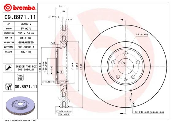 Brembo 09.B971.11 - Brake Disc autospares.lv