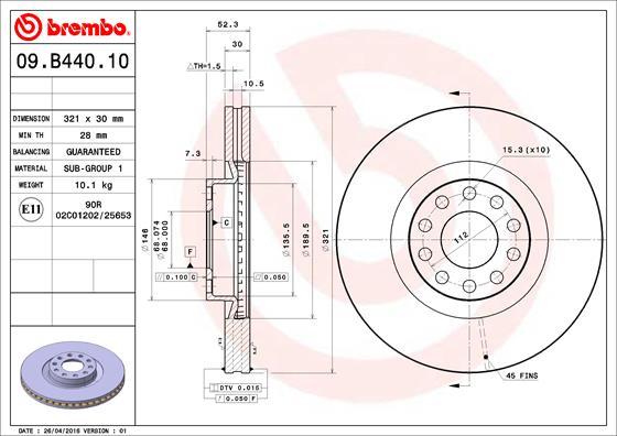 Brembo 09.B440.10 - Brake Disc autospares.lv